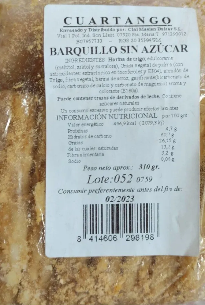 Barquillos sin azucar