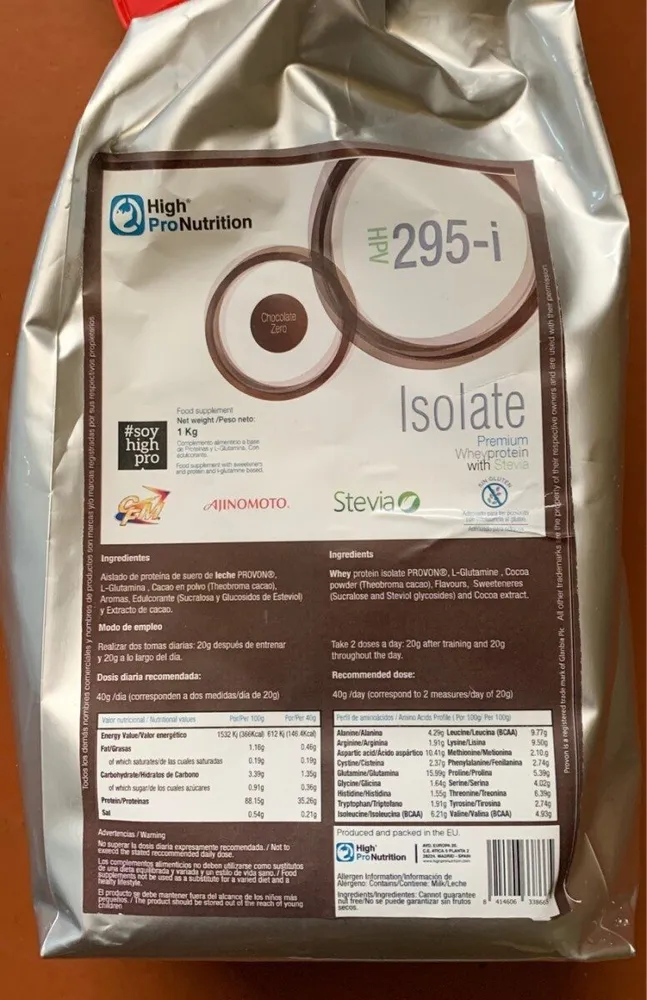 HPV 295-i (Isolate premium whey protein with stevia)
