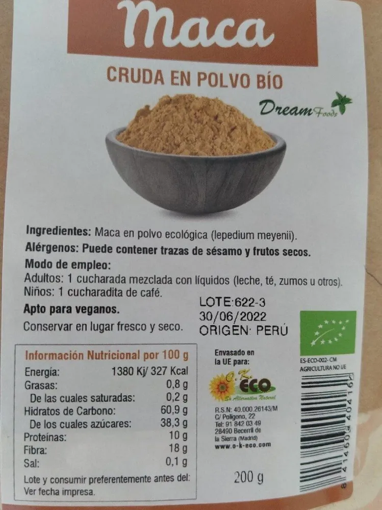 Maca cruda en polvo BIO