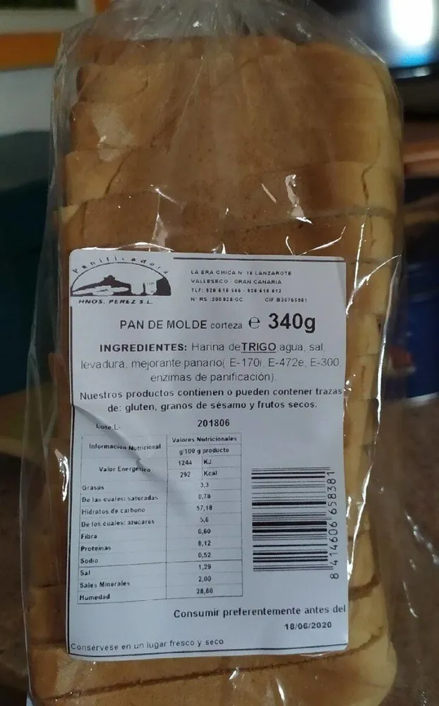 Pan de molde con corteza
