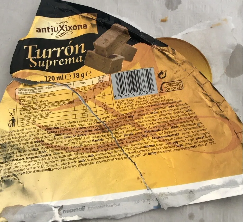 Helado turrón suprema