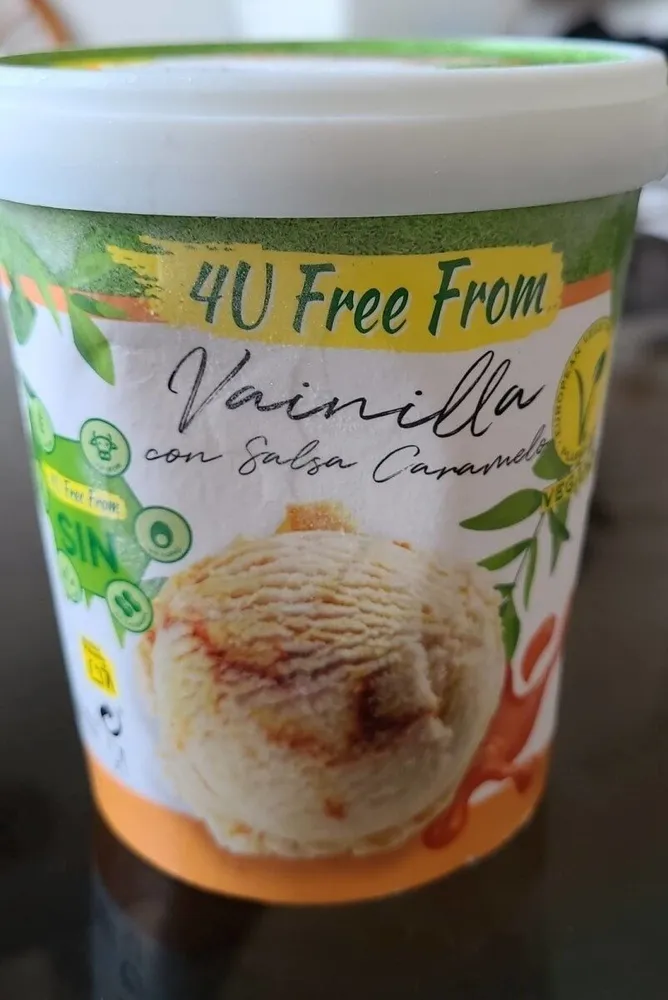 Helado Vanilla con salsa caramelo