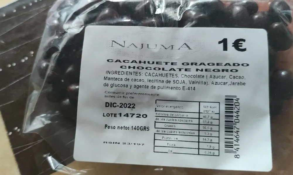 Cacahuete granjeado chocolate negro
