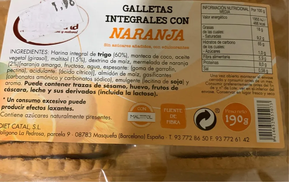 Galletas integralescon naranja