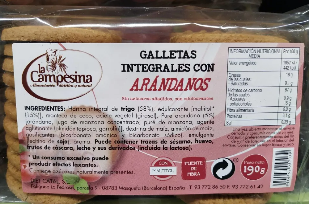 Galletas integrales con arándanos