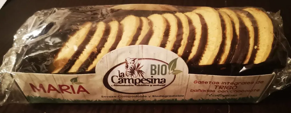 Galletas maria integrales bañadas con chocolate