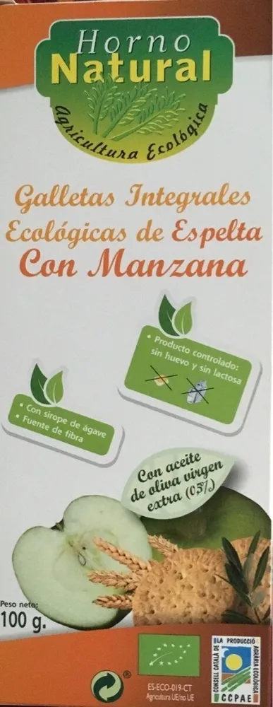 Galletas Integrales Ecológicas de Espelta con Manzana