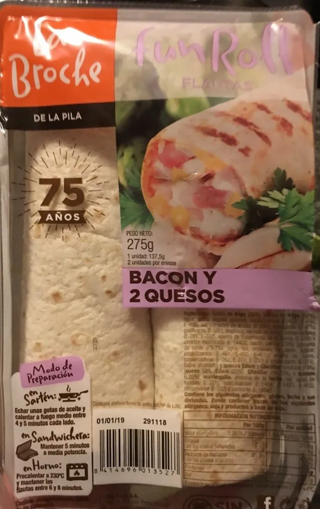 Fun roll flautas de bacon y quesos