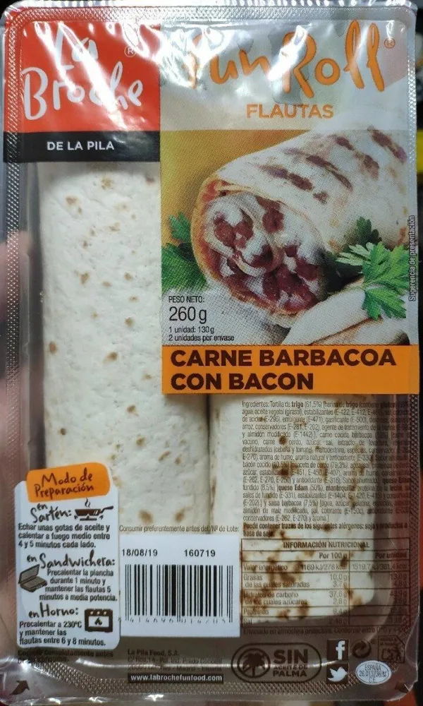 Fun Roll flautas de carne barbacoa con bacon