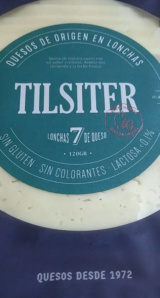 Queso de origen en lonchas tilsiter