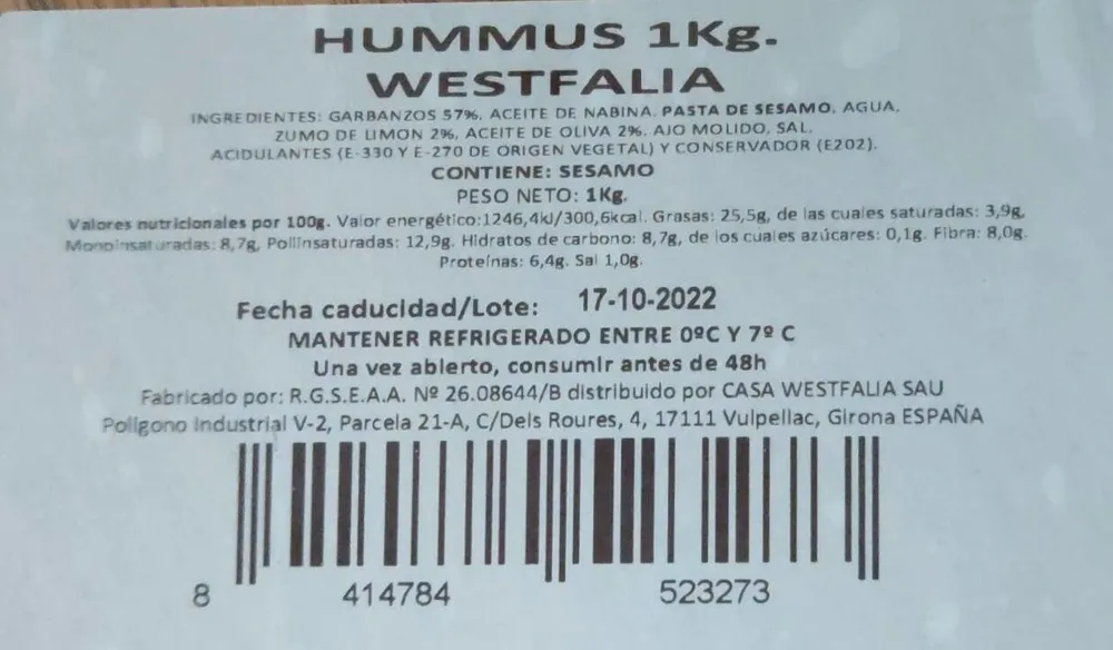 Hummus Westfalia 1kg