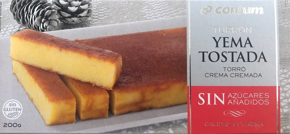 Turrón yema tostada 0% azúcares añadidos