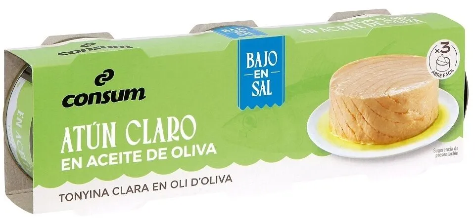 Atún claro en aceite de oliva bajo en sal