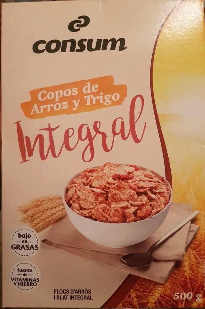 Copos de arroz y trigo integral