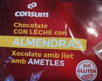 Chocolate con leche con almendras troceadas