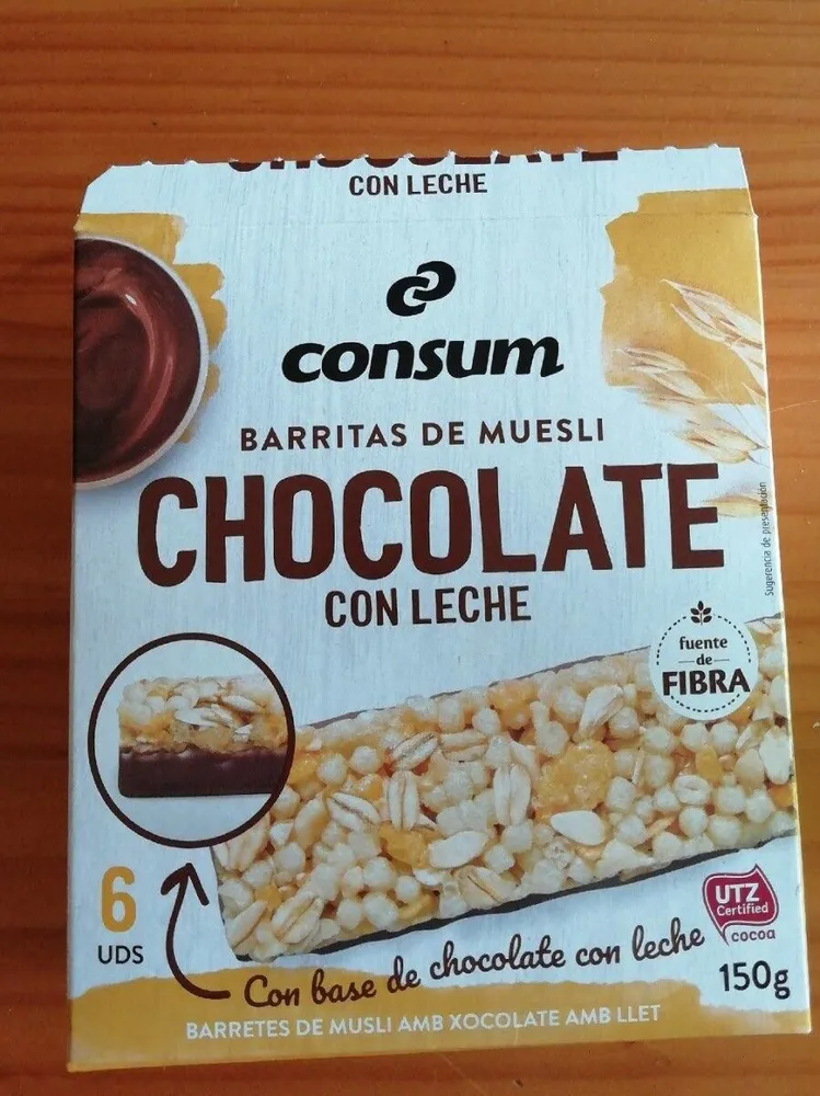Barritas de muesli chocolate con leche