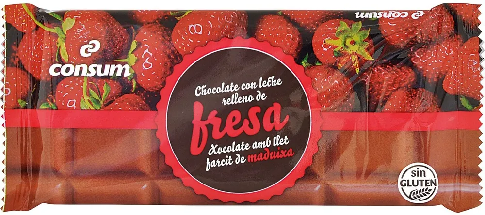 Chocolate con leche relleno de fresa