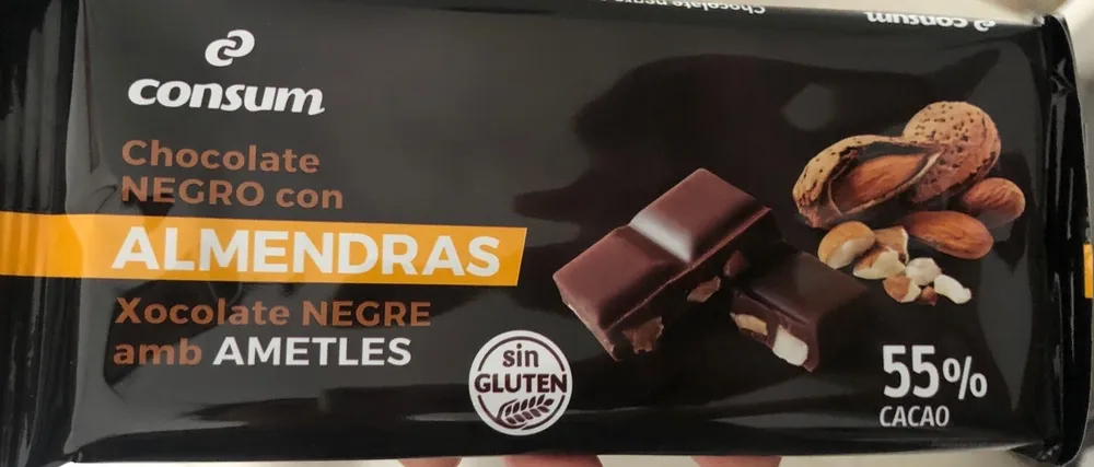 Negro 55% cacao con almendras troceadas