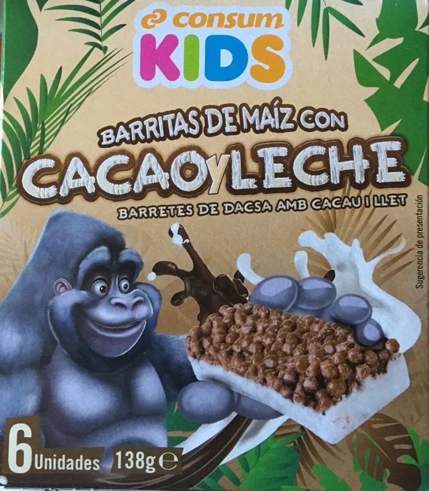 Barritas de maíz con cacaoyleche