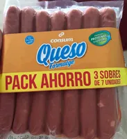 Salchichas cocidas con queso