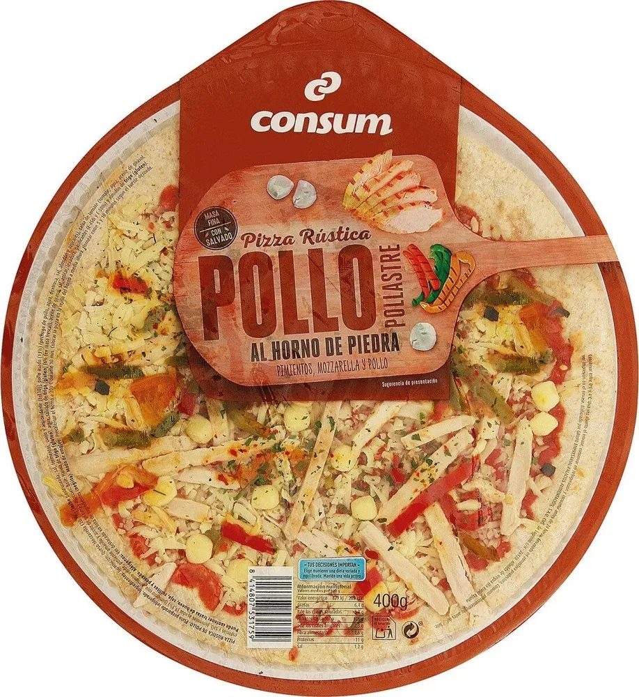 Pizza fresca rústica pollo al horno de piedra