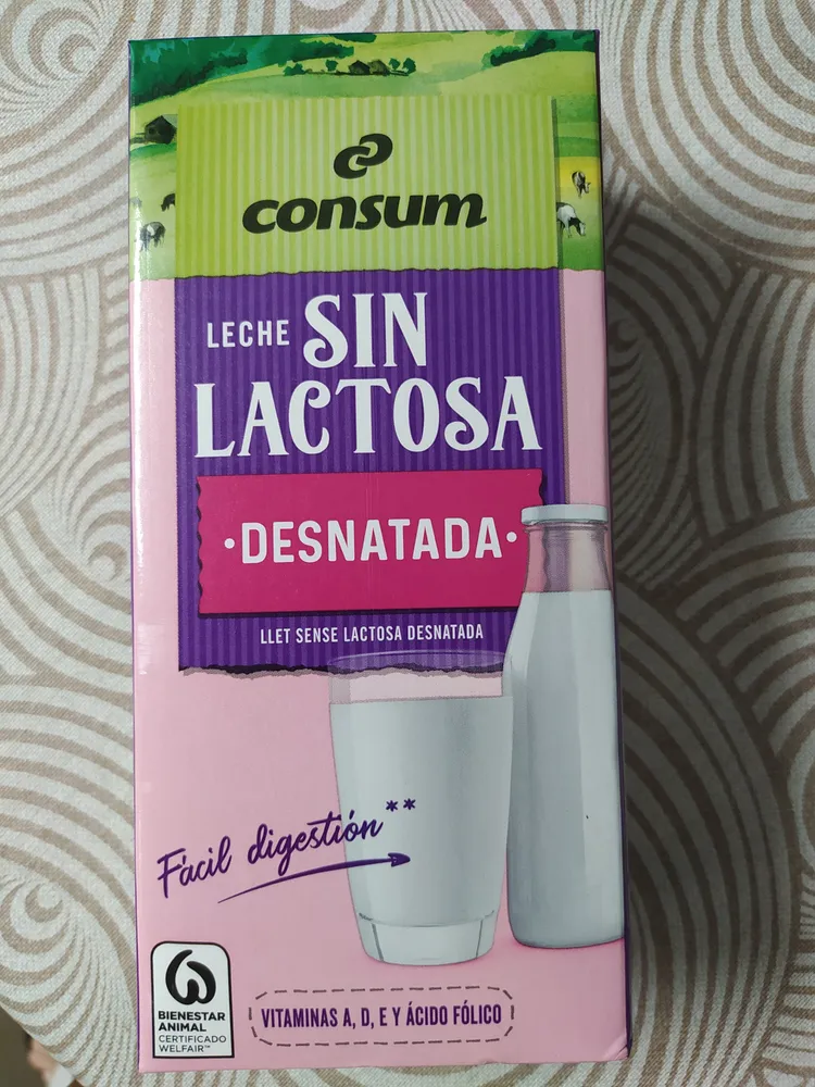 Leche sin lactosa desnatada