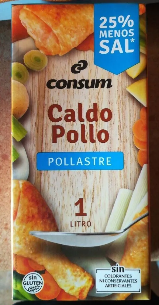 Caldo de pollo bajo en sal