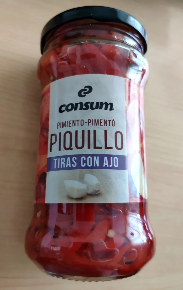 Pimiento piquillo en tiras con ajo
