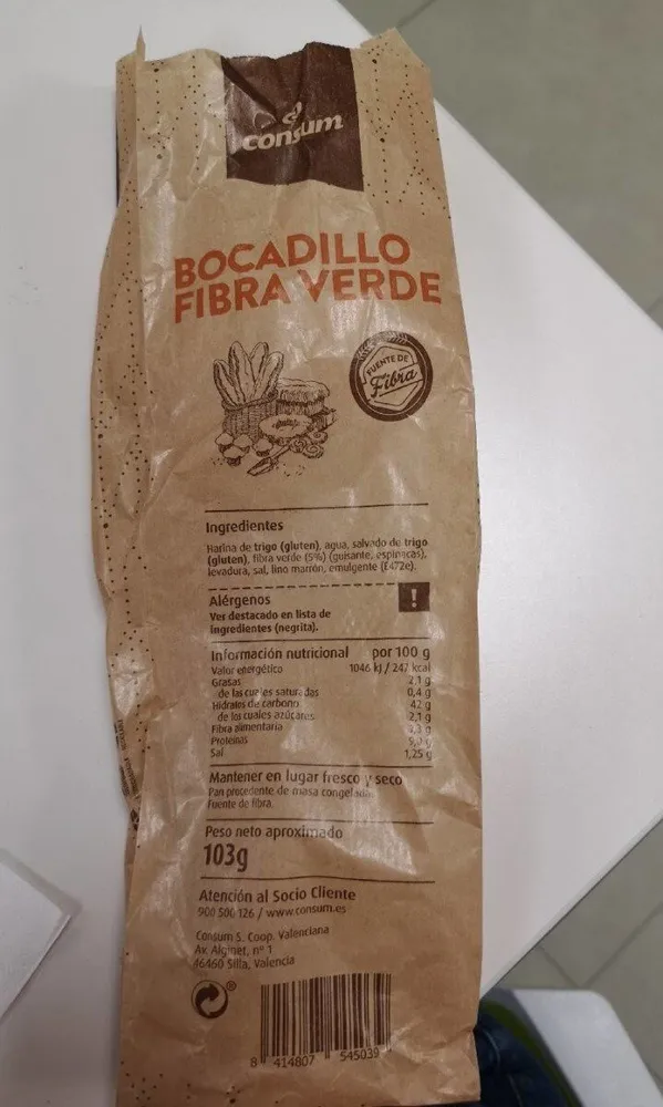 Bocadillo fibra verde