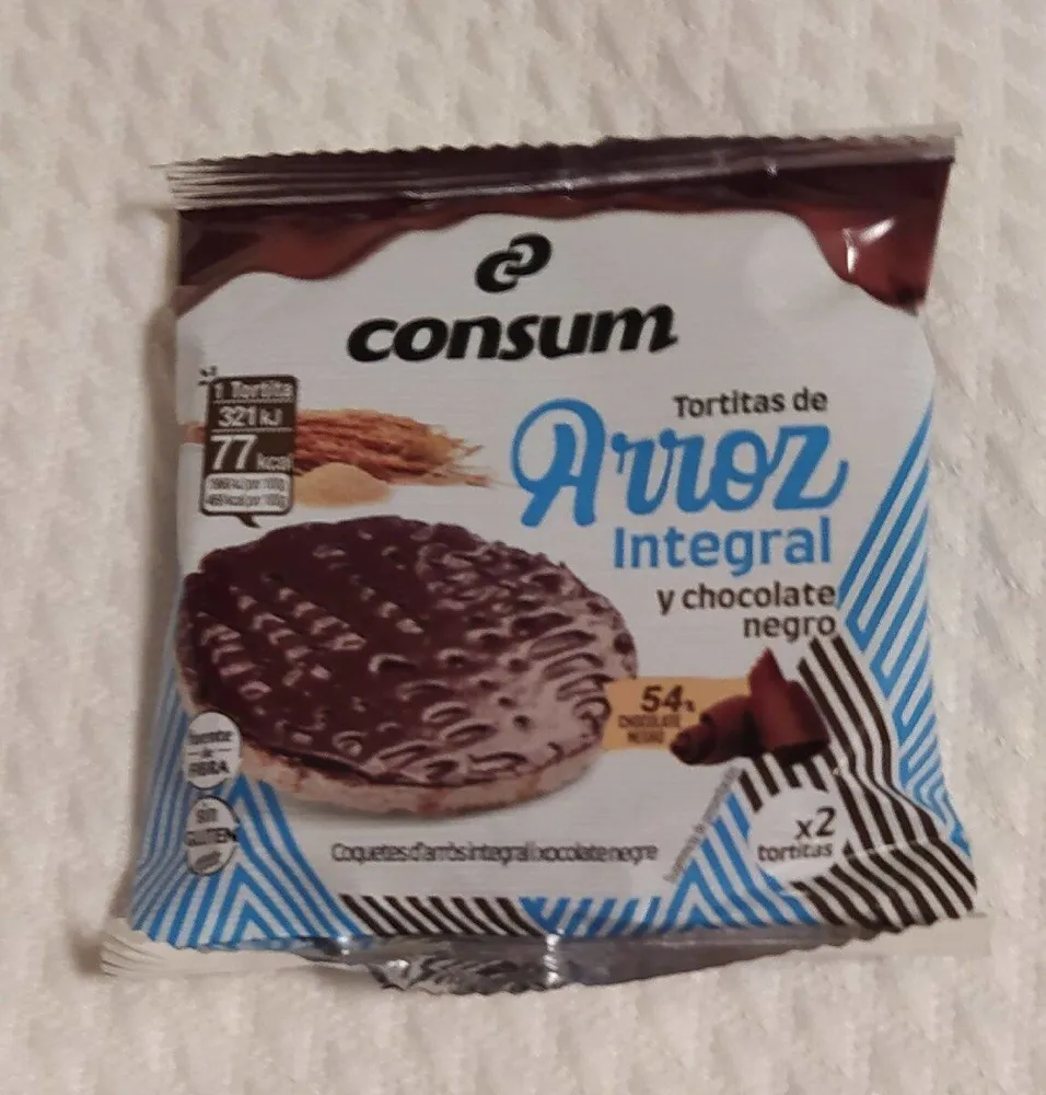 Tortitas de arroz integral y chocolate negro