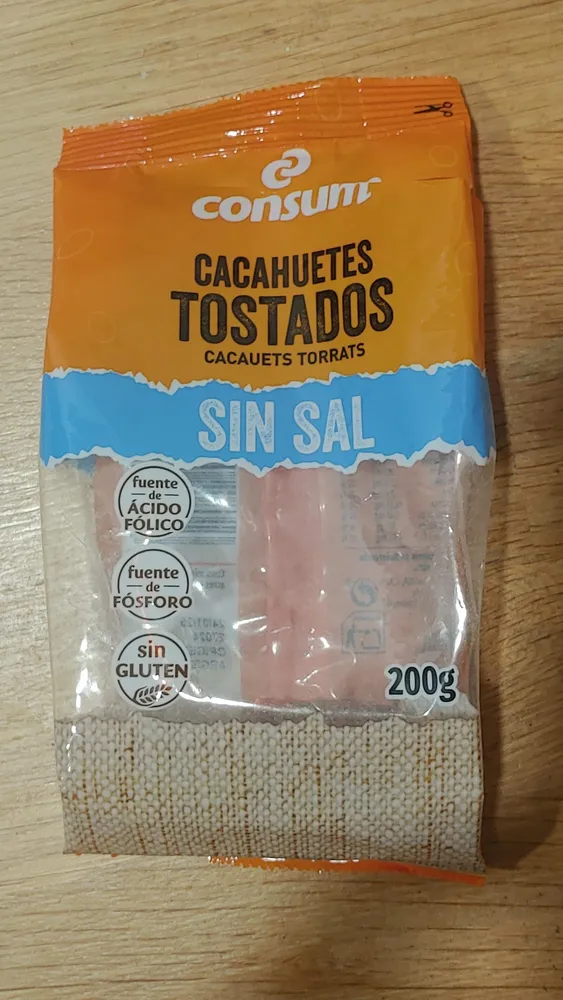 Cacahuetes tostados sin sal