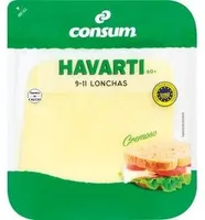 Queso Havarti Danés en lonchas con IGP 60% M.G./E.S. 38% M.G.T.