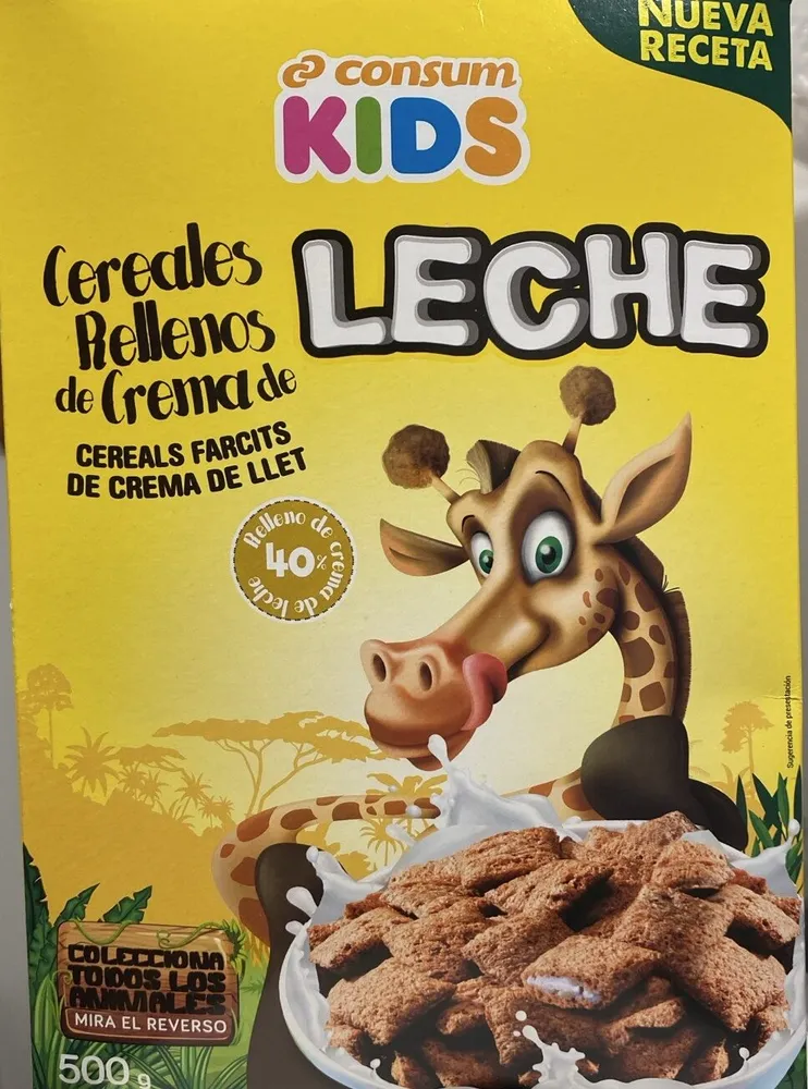 Cereales Extrusionados de Maíz y Arroz rellenos de Crema de Leche