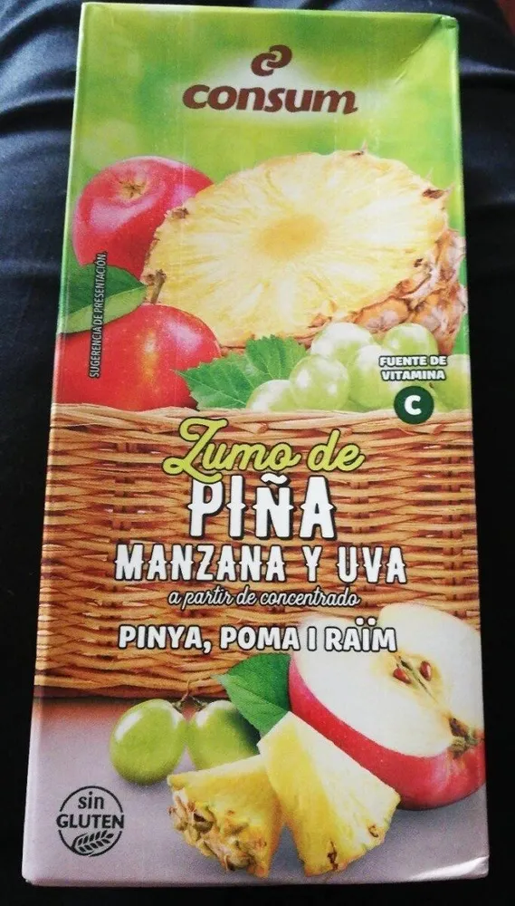 Zumo piña manzana y uva