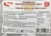 Fiambre de pechuga de pavo 11x11 loncheada