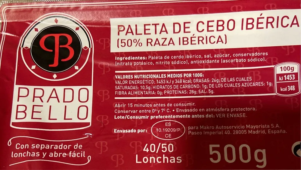 Paleta cebo ibérica