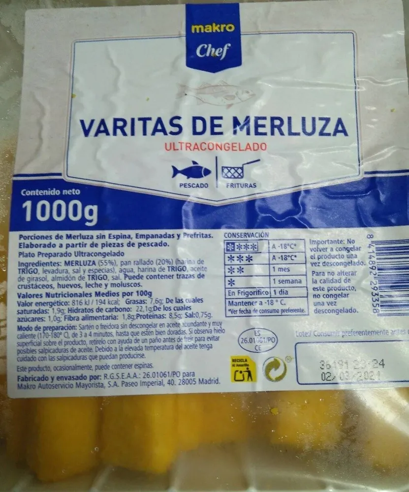 Varitas de merluza