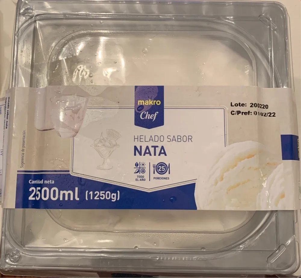 Helado sabor nata