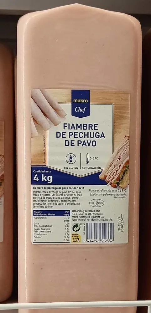 Fiambre pechuga de pavo