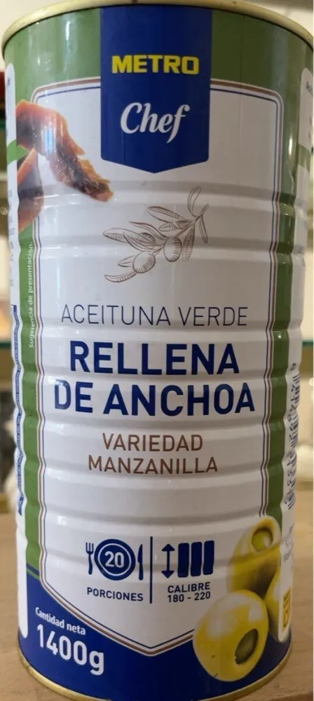 ACEITUNA VERDE RELLENA DE ANCHOA VARIEDAD MANZANILLA