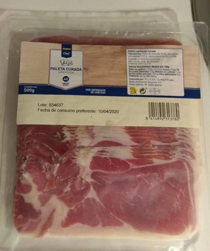 Paleta curada