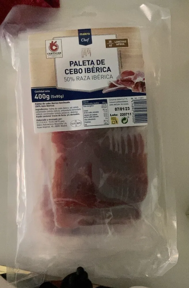 Paleta de cebo iberica