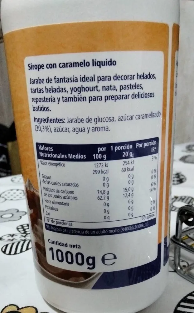 Sirope con caramelo líquido