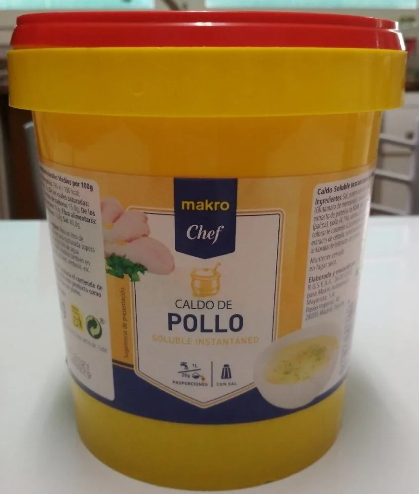Caldo de pollo soluble instantáneo