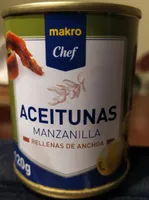 Aceitunas manzanilla rellenas de anchoa