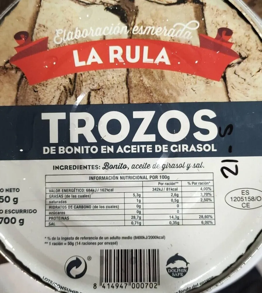 Trocitos de bonito en aceite girasol LA RULA