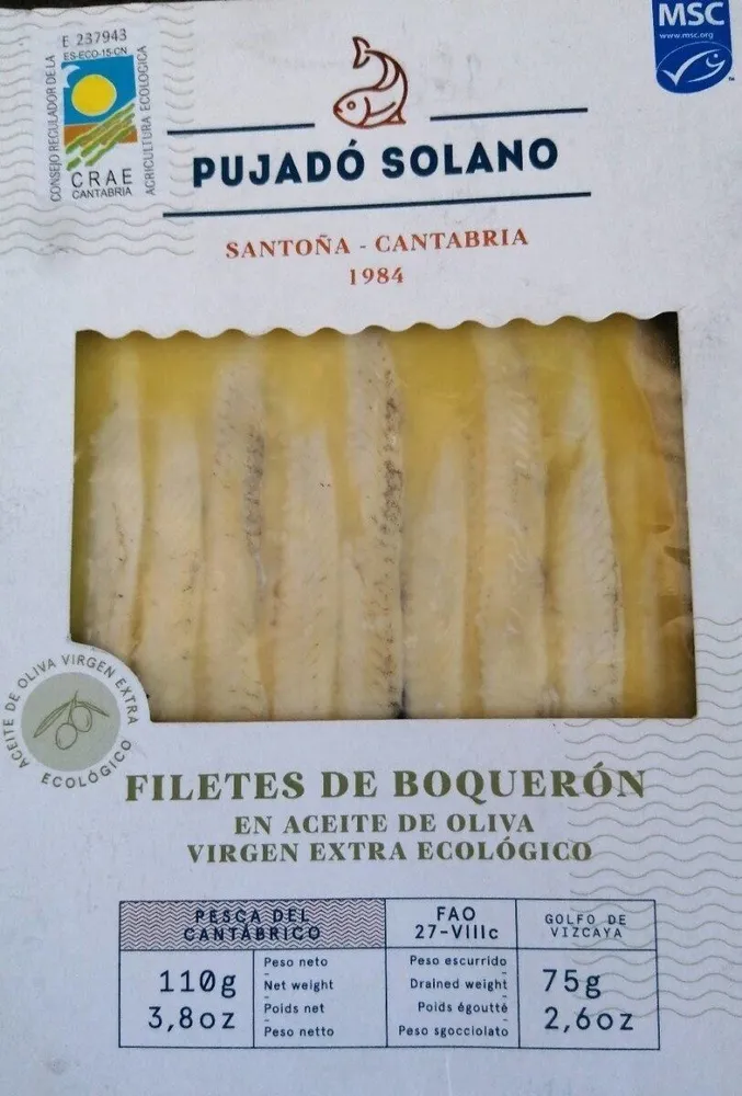Filetes de boquerón en aceite de oliva virgen extra ecológico