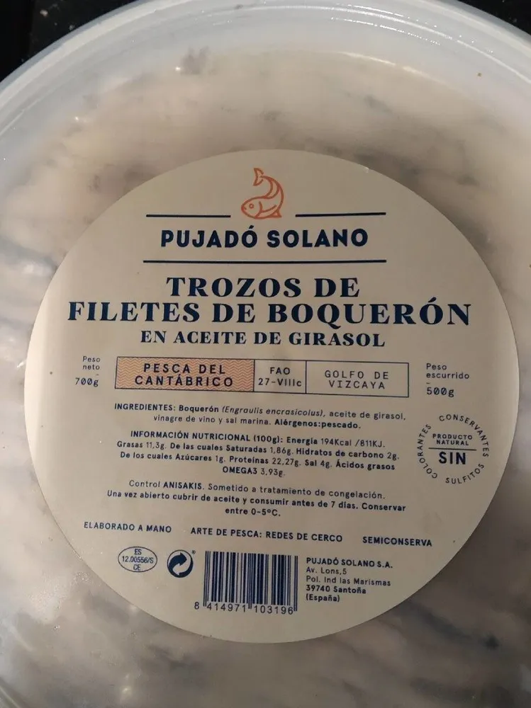 Trozos de filetes de boqueron