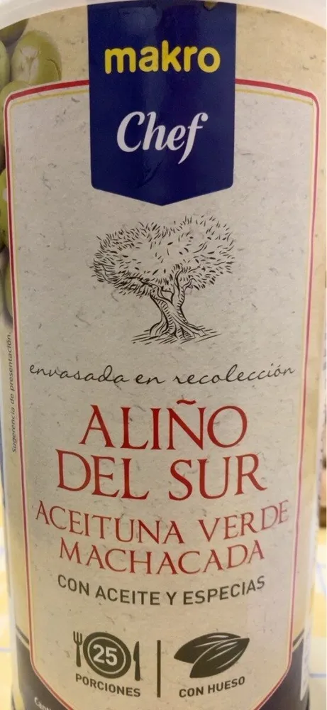 Aceitunas verdes con aceite y aliño