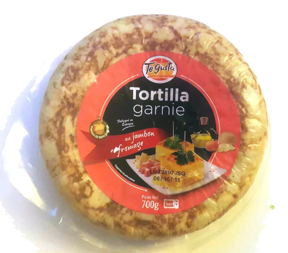 Tortilla garnie au jambon et fromage